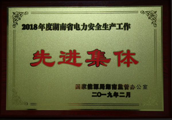 2018年度湖南省電力安全生產(chǎn)工作先進集體